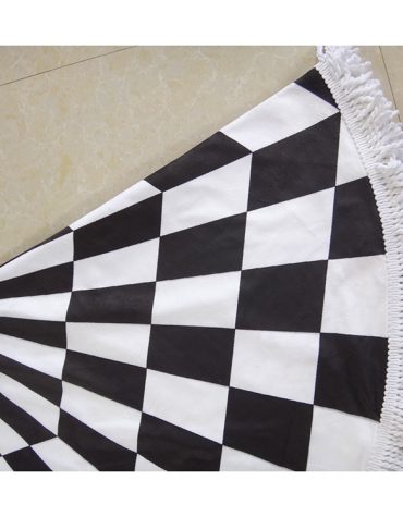 Round velour printed beach towels with tassel