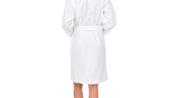 shawl collar white shorty bathrobe