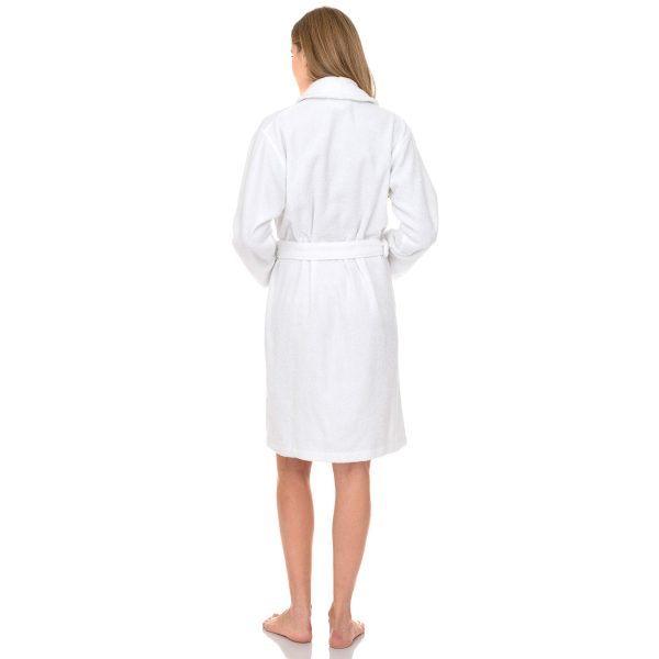 shawl collar white shorty bathrobe
