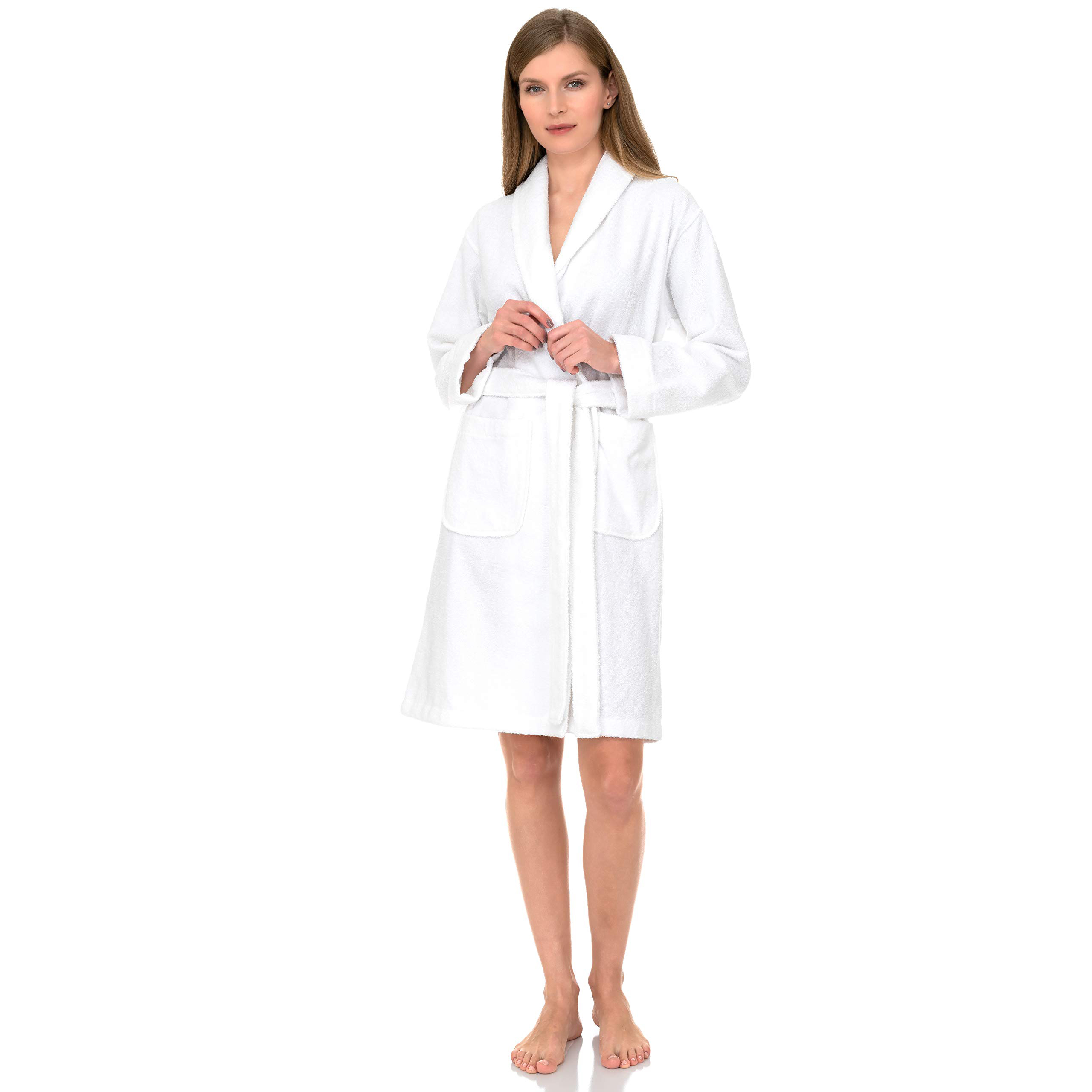 100% cotton toweling shorty above knee bathrobe